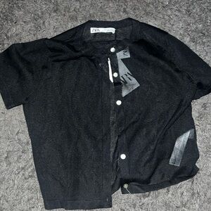 Zara- Sheer buttoned top